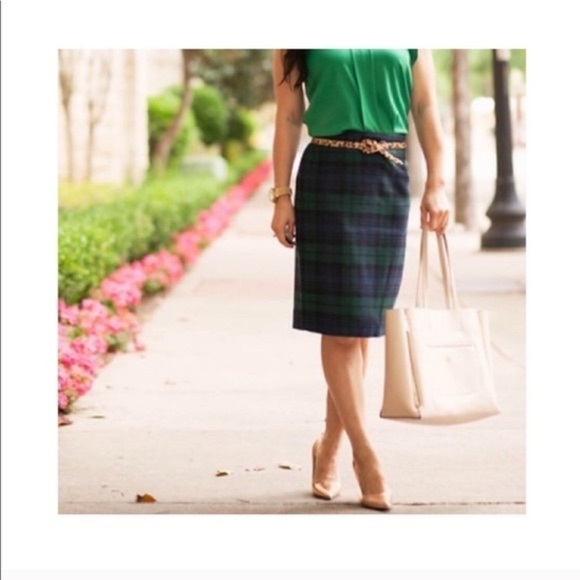 𝅺j Crew Blackswatch Plaid Pencil Skirt size 0 - Picture 5 of 5
